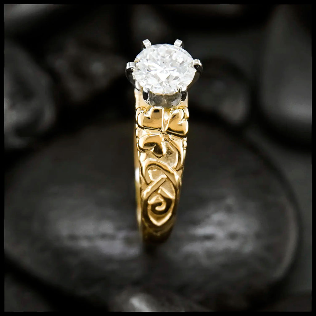 1 Ct Lab Diamond Shamrock Ring in Gold