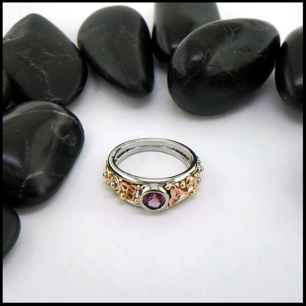 Pink Spinal Rings Pink Spinel Trinity Knot Frame Ring in 14K White Gold – Walker Metalsmiths