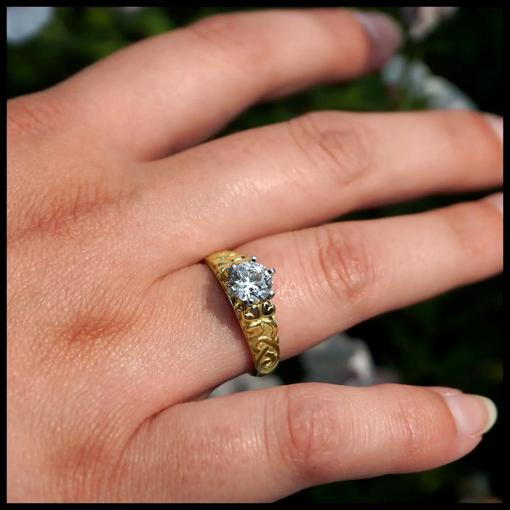 1 Ct Lab Diamond Shamrock Ring in Gold