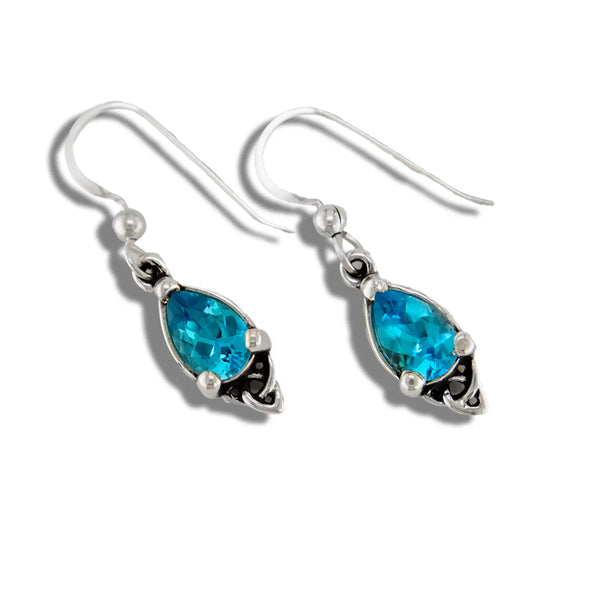 Celtic Goddess Earrings with Blue Topaz