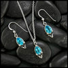 Celtic Goddess Pendant and Earring Set with Blue Topaz