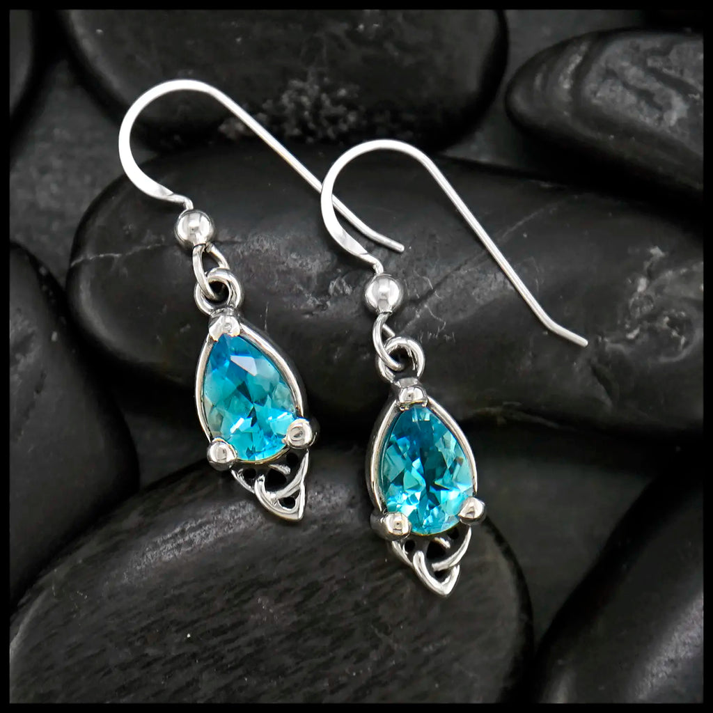 Celtic Goddess Earrings with Blue Topaz