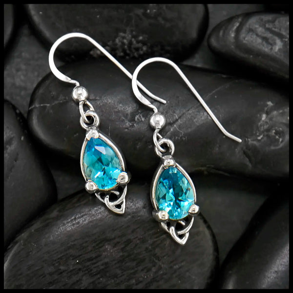 Celtic Goddess Earrings with Blue Topaz