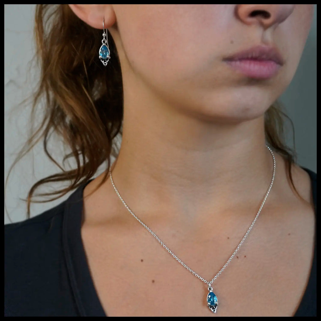 Celtic Goddess Pendant with Blue Topaz