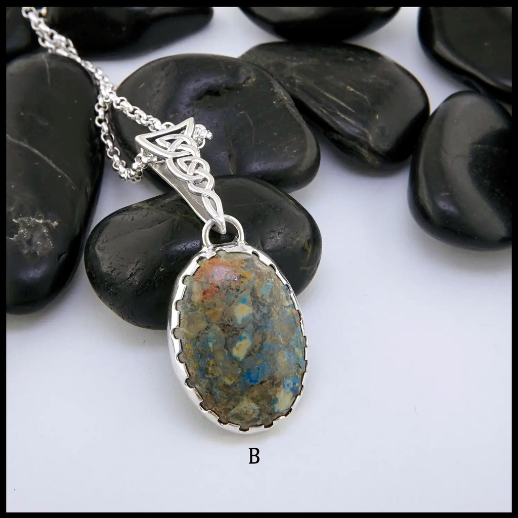 Celtic Pendant set with Sea Sediment Jasper