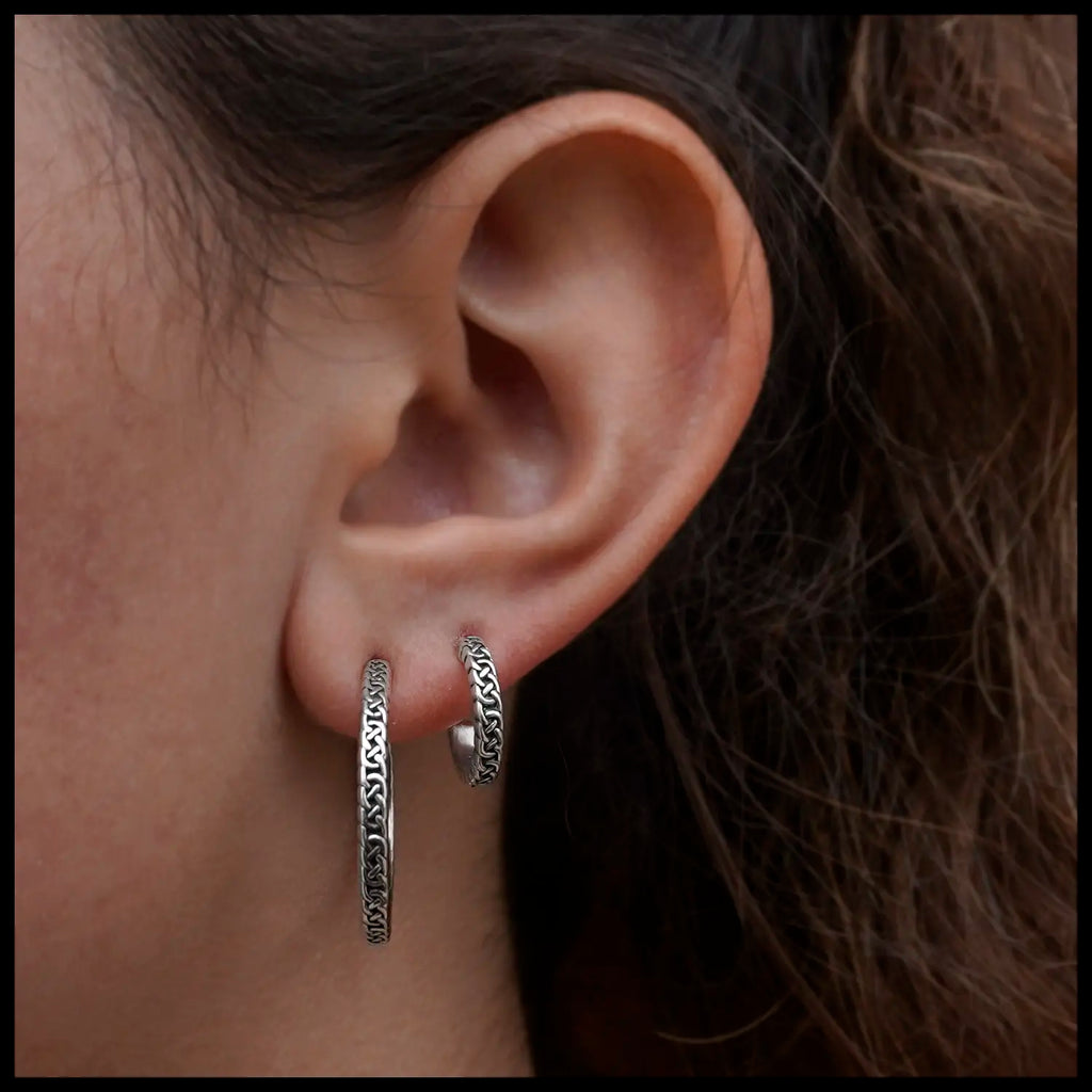 Josephine's Knot Hoop Earrings in two sizes in Silver