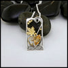 Citrine Maple Leaf Pendant in Sterling Silver and 18K Gold