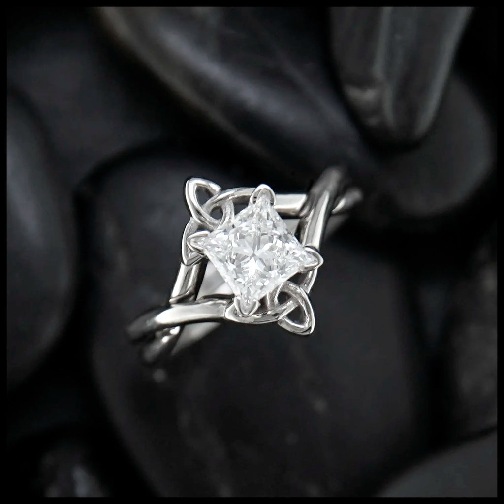 Interlocking Wedding Set With 1ct Princess Cut Lab Grown Diamond