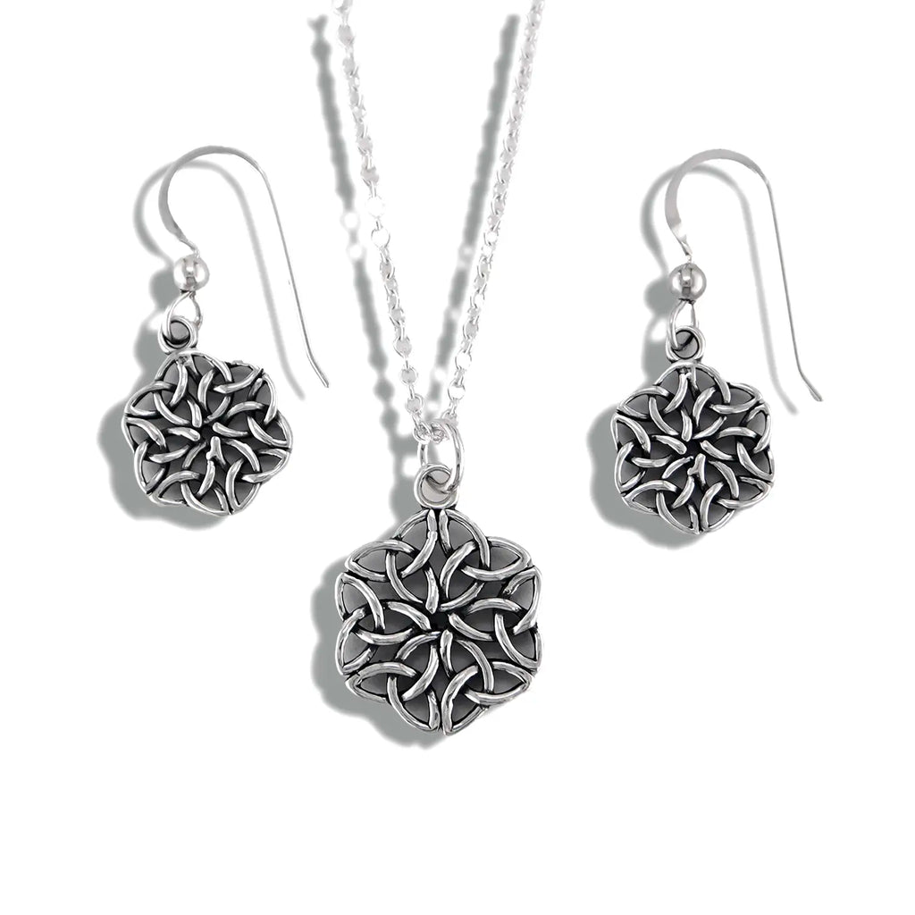 Ballybunion Knot Pendant and Earring Set in Sterling Silver