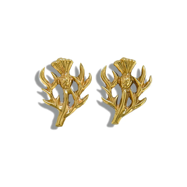 Scottish Thistle Post Earrings in Gold