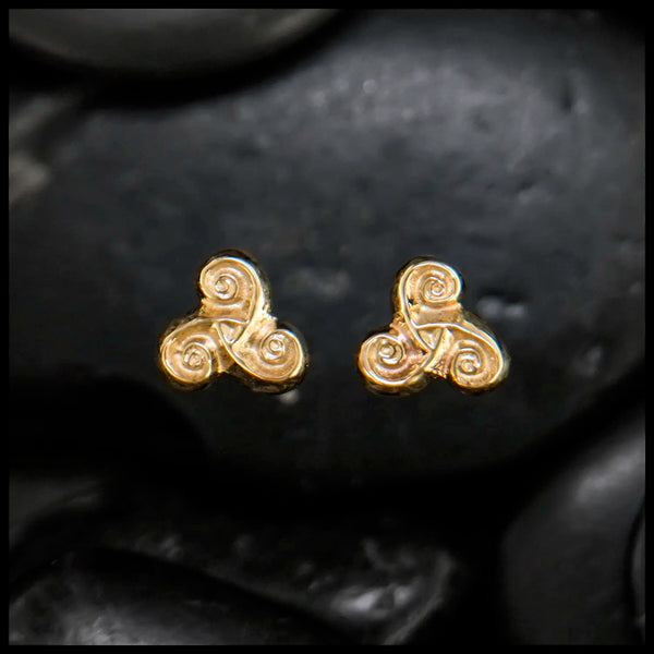 Triskele Post Earrings in Gold