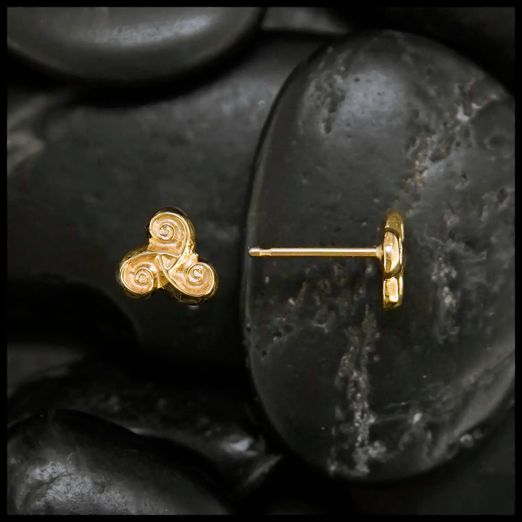 Triskele Post Earrings in Gold
