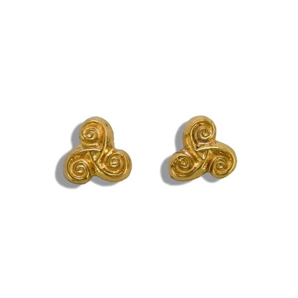 Triskele Post Earrings in Gold