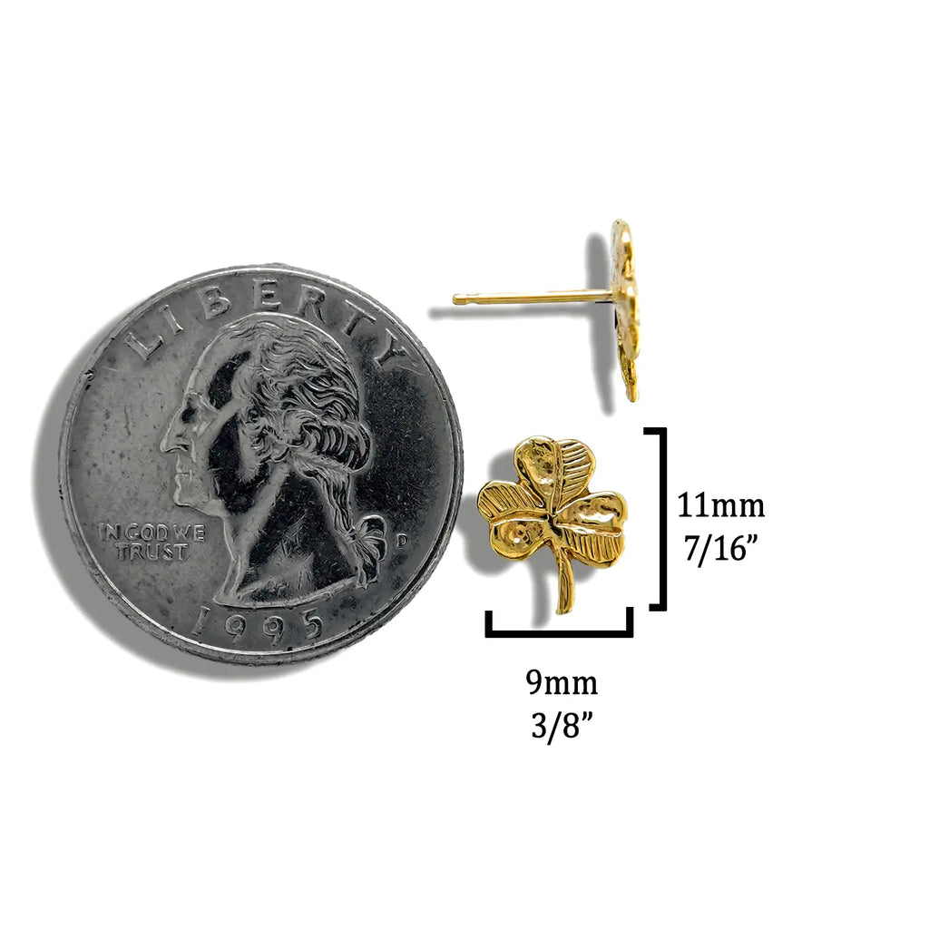14K Gold Shamrock Earrings