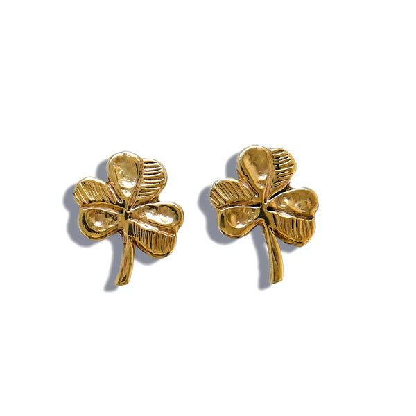 14K Gold Shamrock Earrings