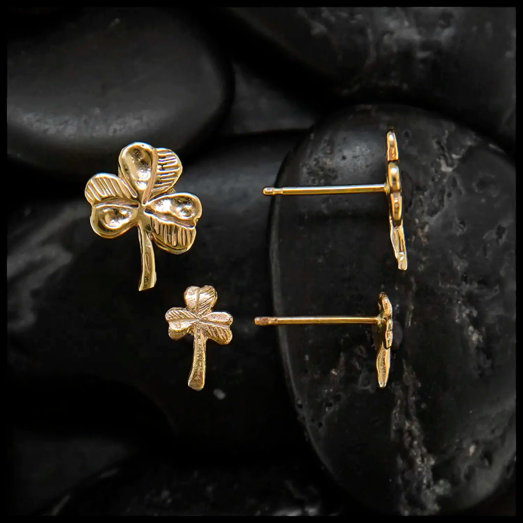 14K Gold Shamrock Earrings
