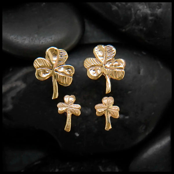 14K Gold Shamrock Earrings