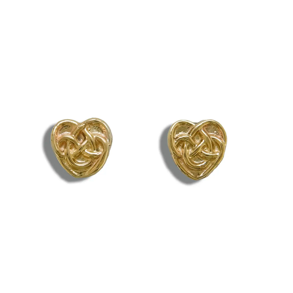 Robins Heart Post Earrings in 14K Gold