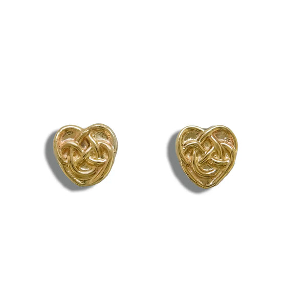 Robins Heart Post Earrings in 14K Gold