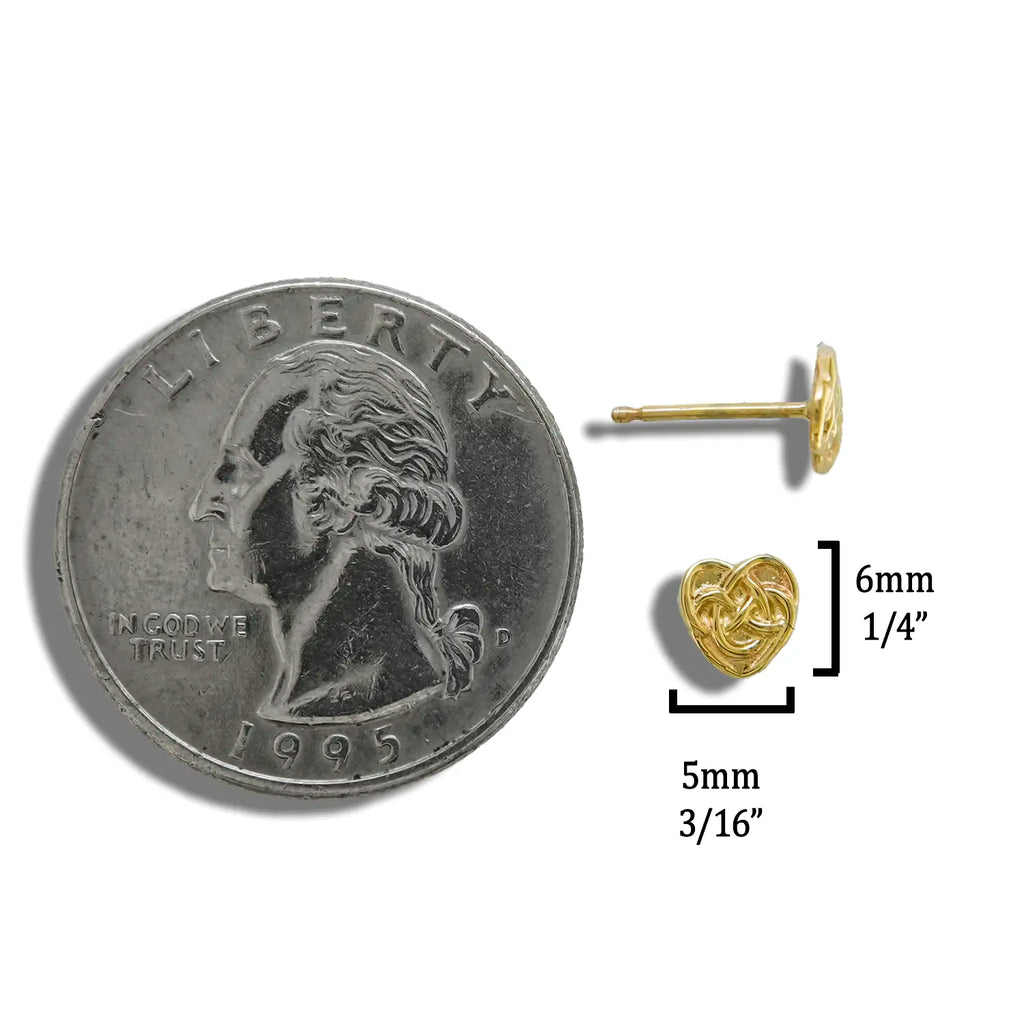 Robins Heart Post Earrings in 14K Gold