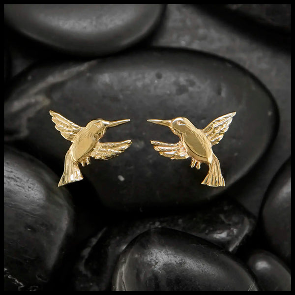 Hummingbird Post Earrings in 14K Gold