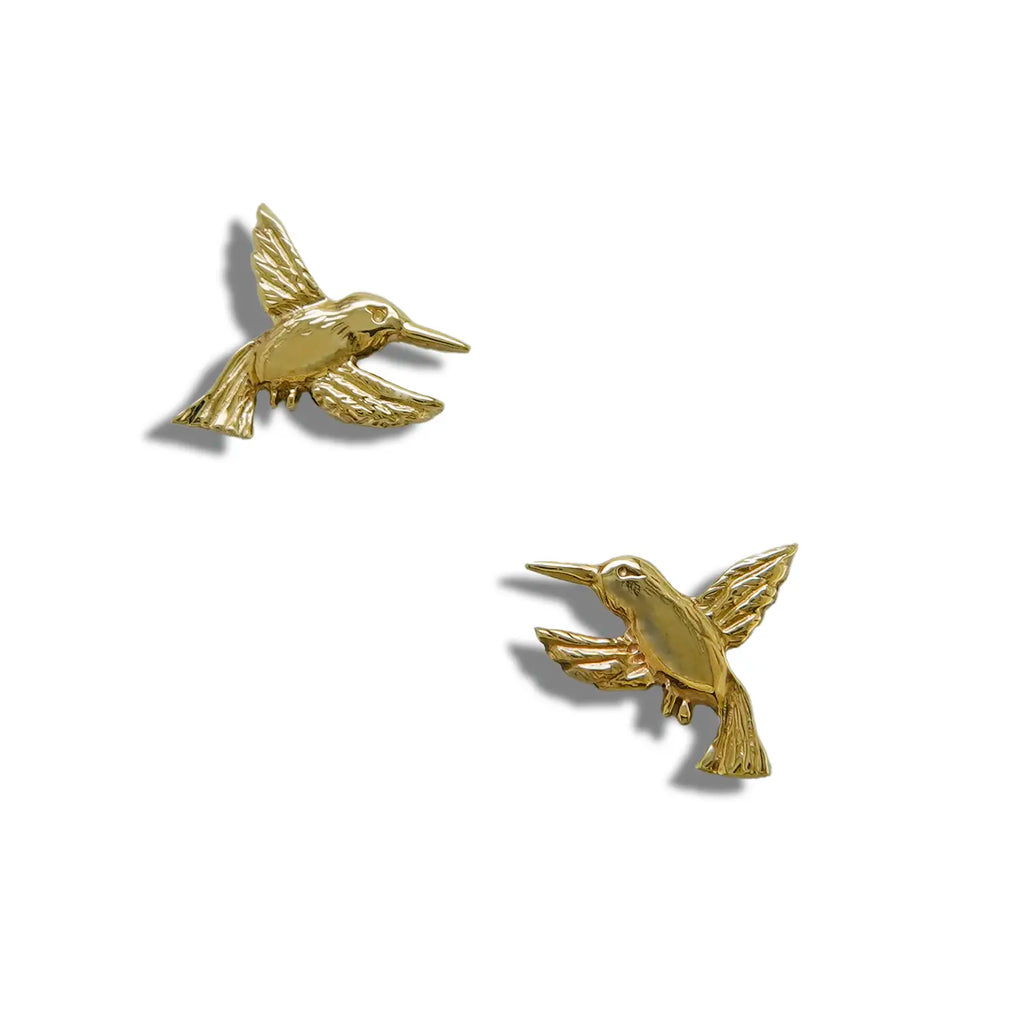Hummingbird Post Earrings in 14K Gold