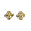 Celtic Cross Post Earrings with Diamond in 14K Gold