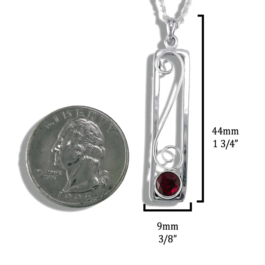 Rhodolite Garnet Frame Pendant in Sterling Silver