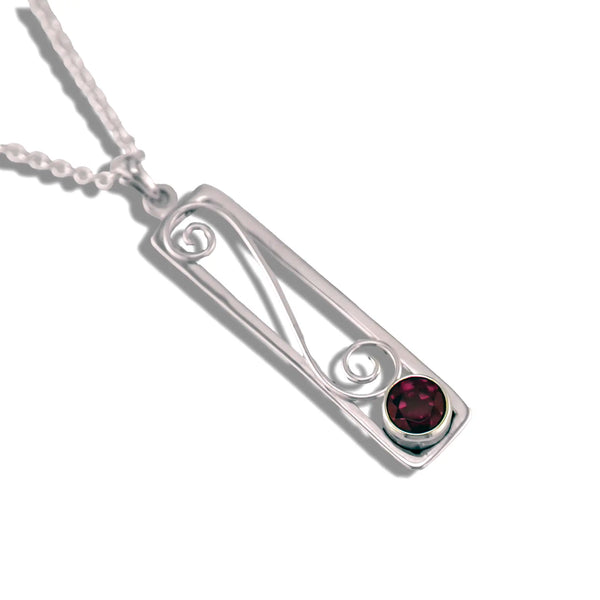 Rhodolite Garnet Frame Pendant in Sterling Silver