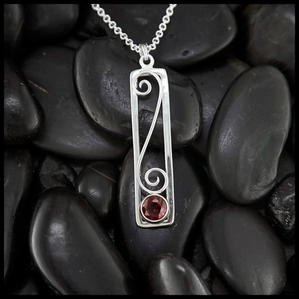 Rhodolite Garnet Frame Pendant in Sterling Silver