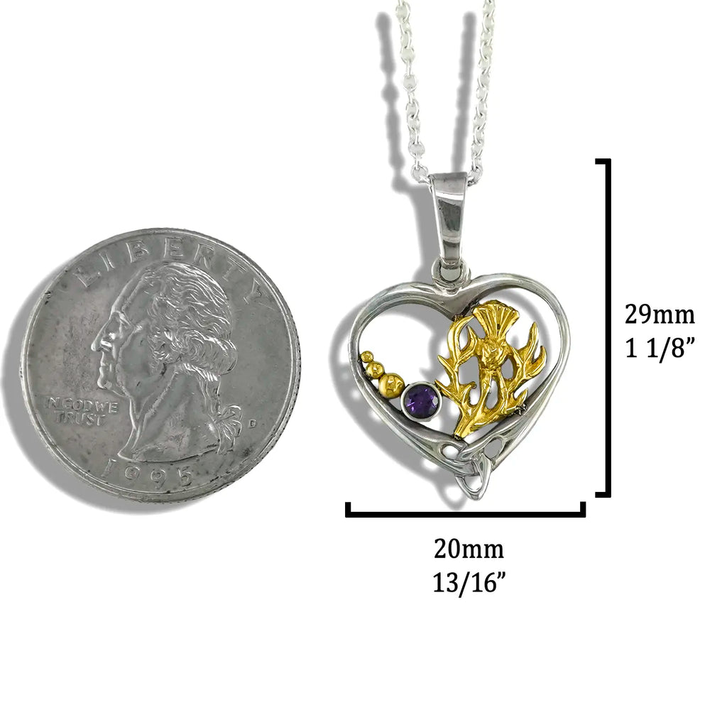 Heart Pendants with Thistle, Shamrock, or Trinity Knot