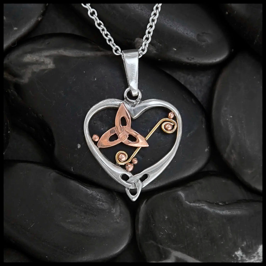 Heart Pendants with Thistle, Shamrock, or Trinity Knot
