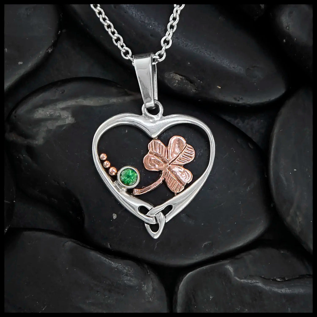 Heart Pendants with Thistle, Shamrock, or Trinity Knot