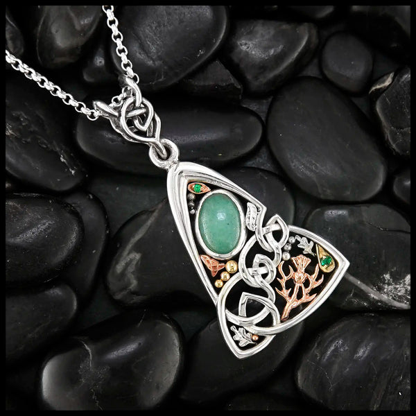 Custom Aventurine Pendant with Tsavorite and Gold accents