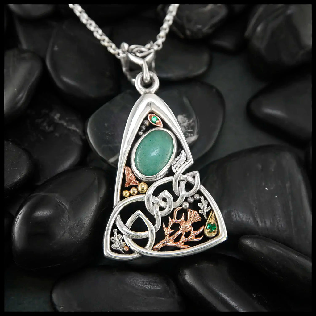 Custom Aventurine Pendant with Tsavorite and Gold accents