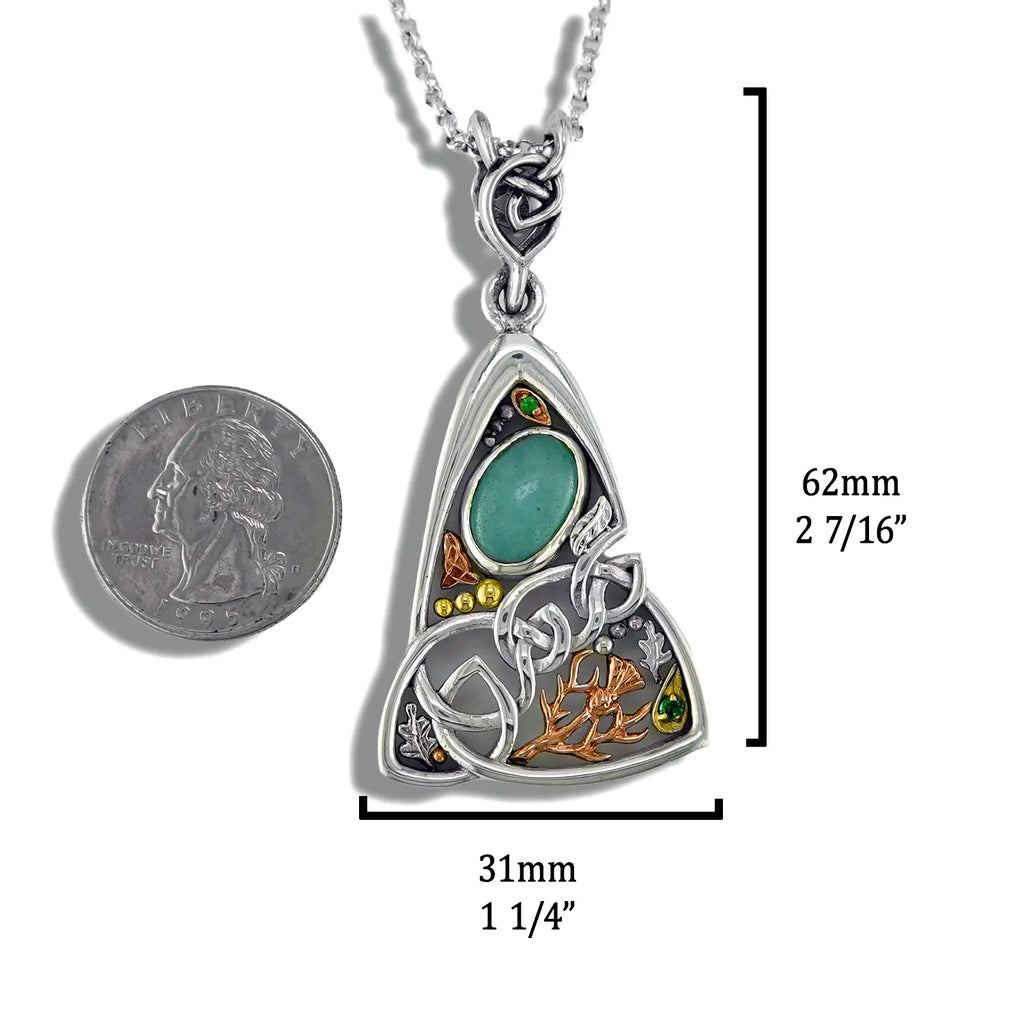 Custom Aventurine Pendant with Tsavorite and Gold accents