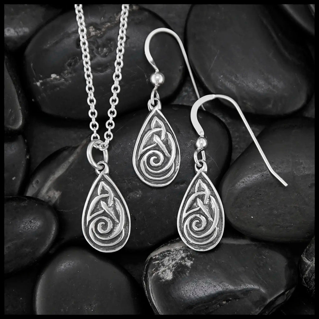 Celtic Spiral Drop Set in Silver