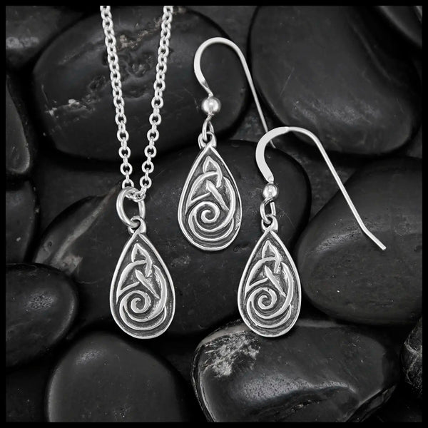 Celtic Spiral Drop Set in Silver