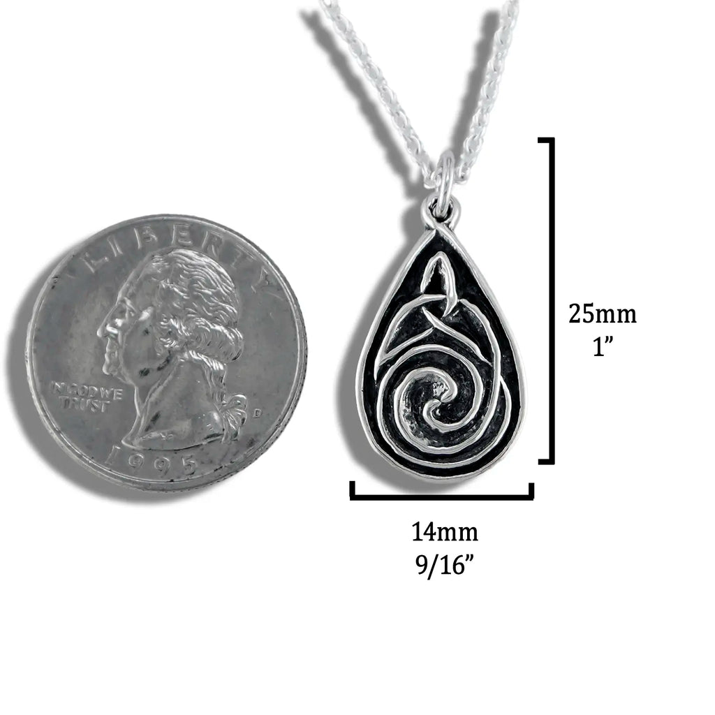 Celtic Spiral Drop Pendant in Silver