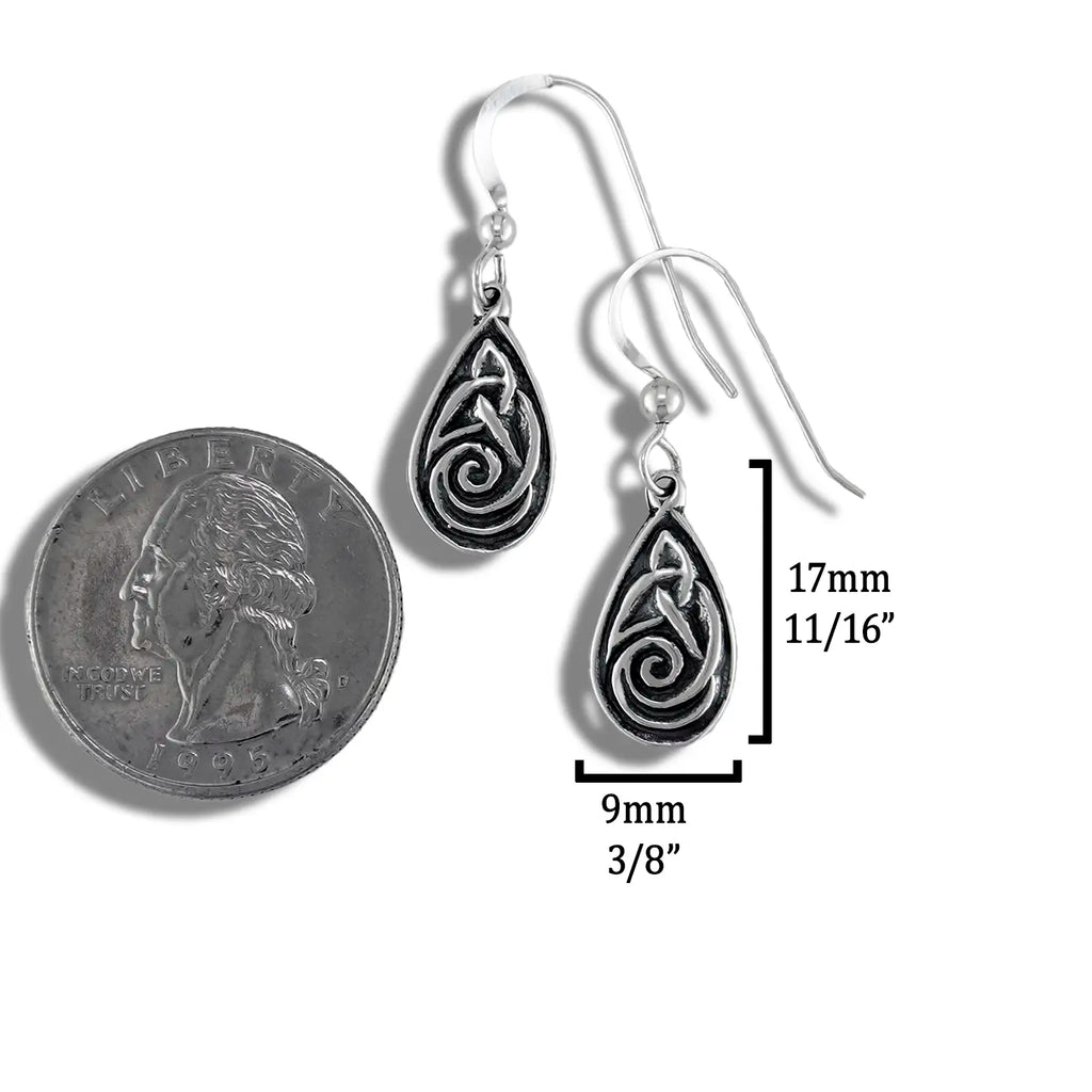Celtic Spiral Drop Earrings in Silver