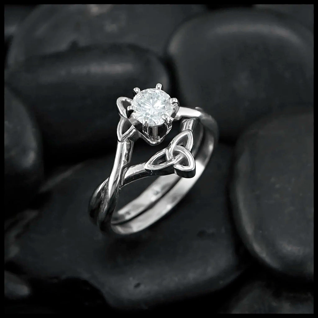 Interlocking Wedding Set With 1/2ct Princess Cut Lab Grown Diamond