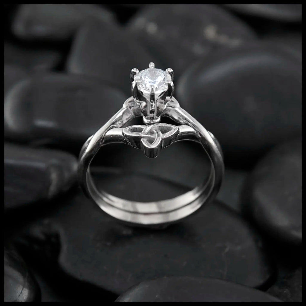 Interlocking Wedding Set With 1/2ct Princess Cut Lab Grown Diamond