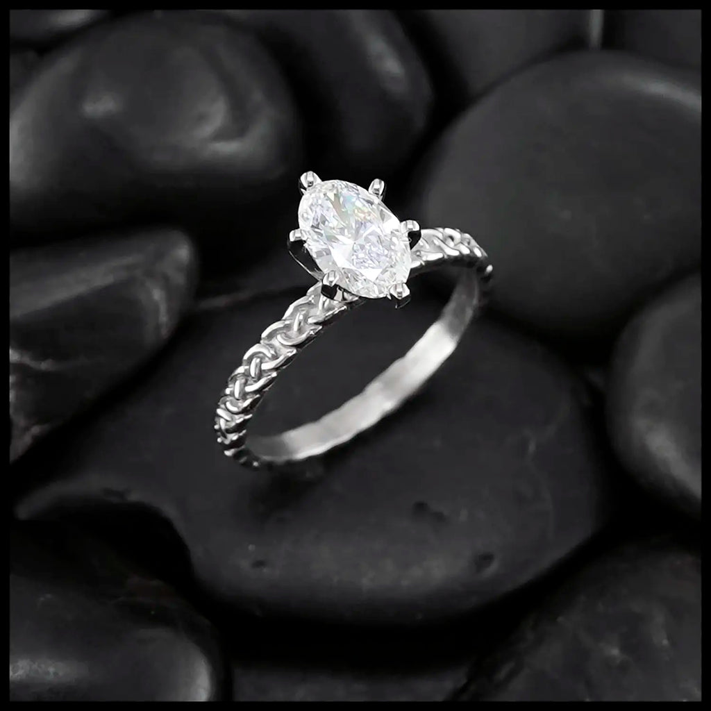 Oval Josephine's Knot Diamond Ring with 1ct Lab Diamond