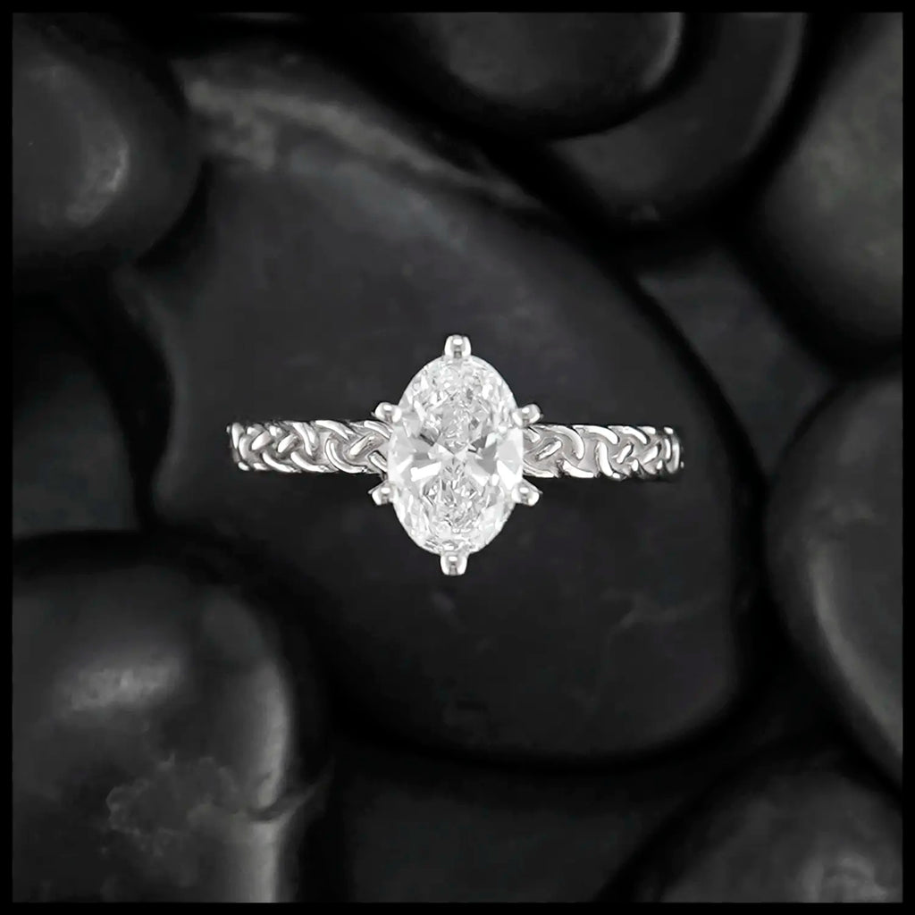 Oval Josephine's Knot Diamond Ring with 1ct Lab Diamond