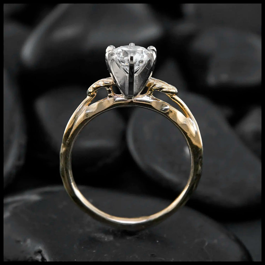 Diamond Leaf and Vine Engagement Ring with 1CT Diamond