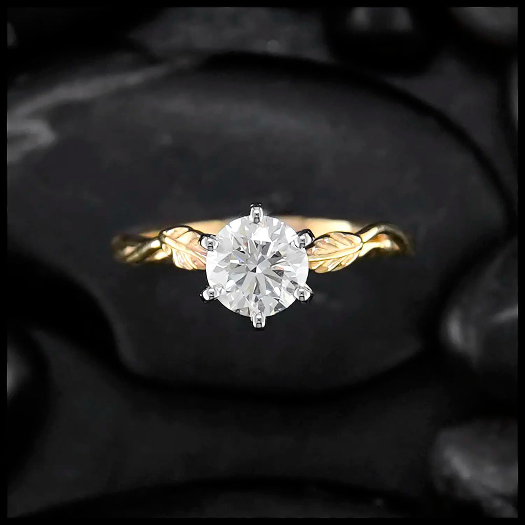 Diamond Leaf and Vine Engagement Ring with 1CT Diamond