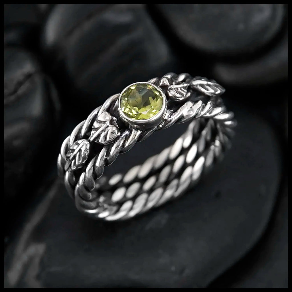Custom Peridot Twist Ring in Silver