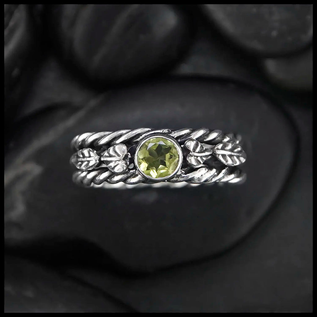 Custom Peridot Twist Ring in Silver