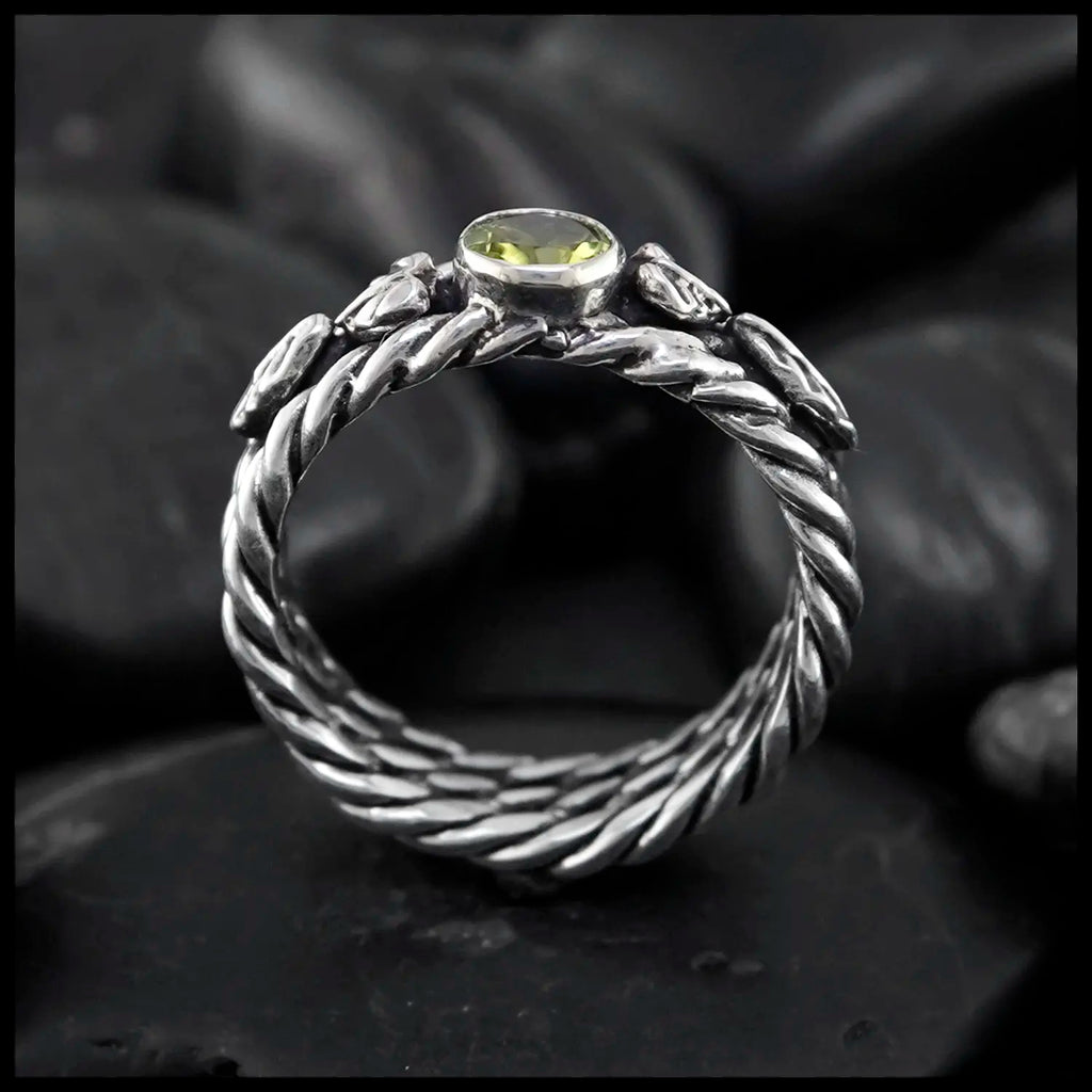 Custom Peridot Twist Ring in Silver