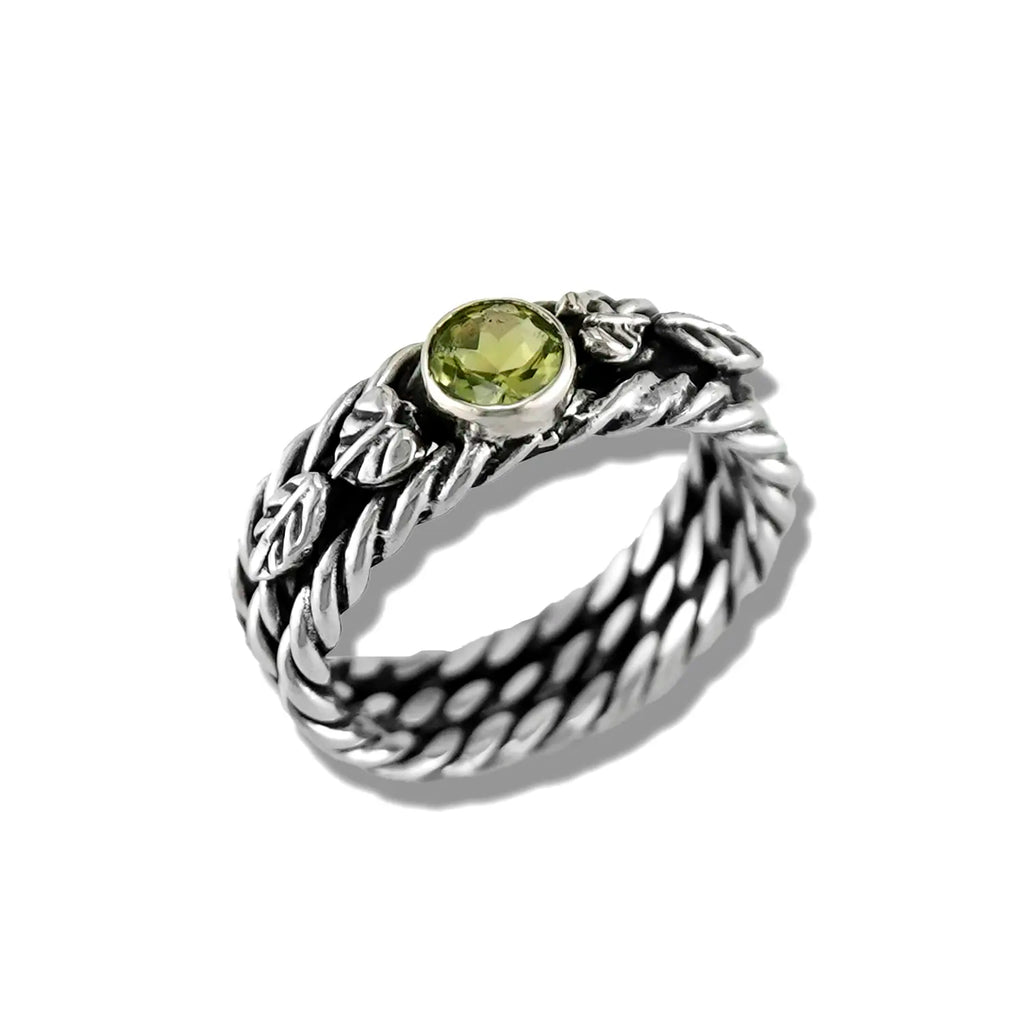 Custom Peridot Twist Ring in Silver